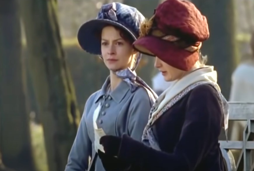 Julie Cox as Annabella Milbanke, Lady Byron in blue dress