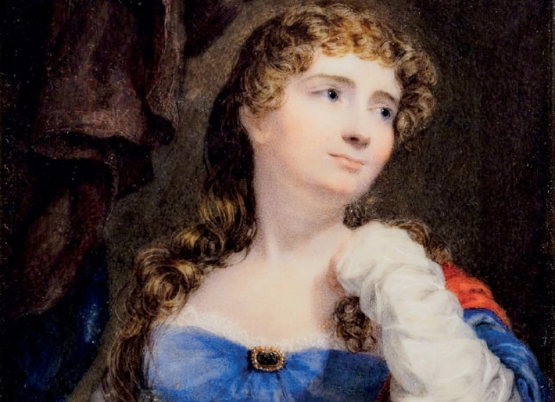 Annabella Byron in blue dress, Lady Byron