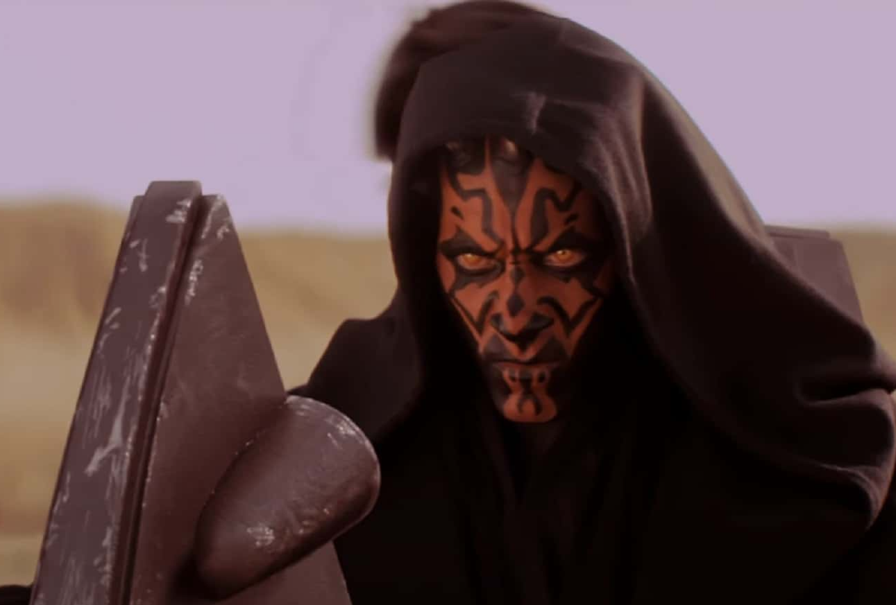 Screenshot of Dart Maul looking at camera - from Star Wars: Episode I – The Phantom Menace (1999)