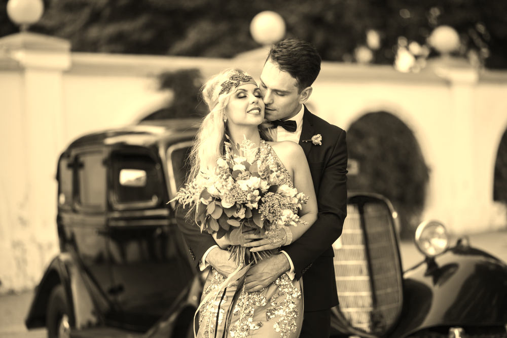 VIntage 1920s couple at their wedding