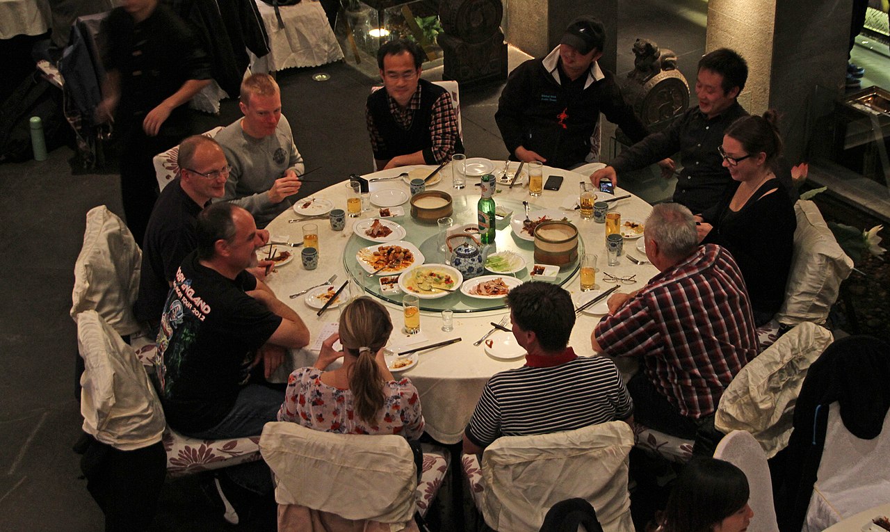 Beijing restaurant people eating dinner