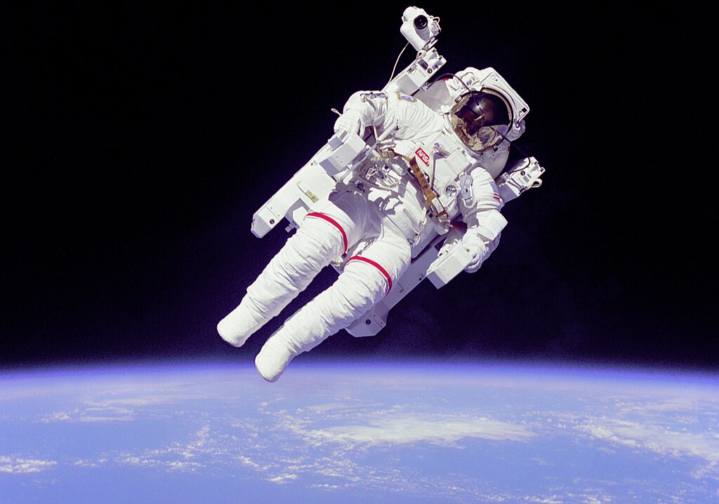 Astronaut Bruce McCandless II, on the first untethered spacewalk.