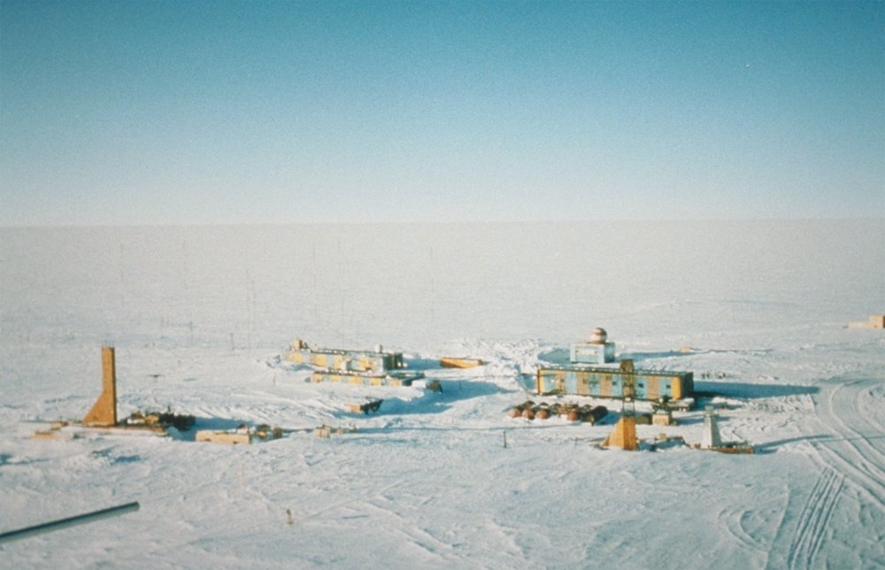 Panoramic view of the Russian Vostok Station, Antarctica.