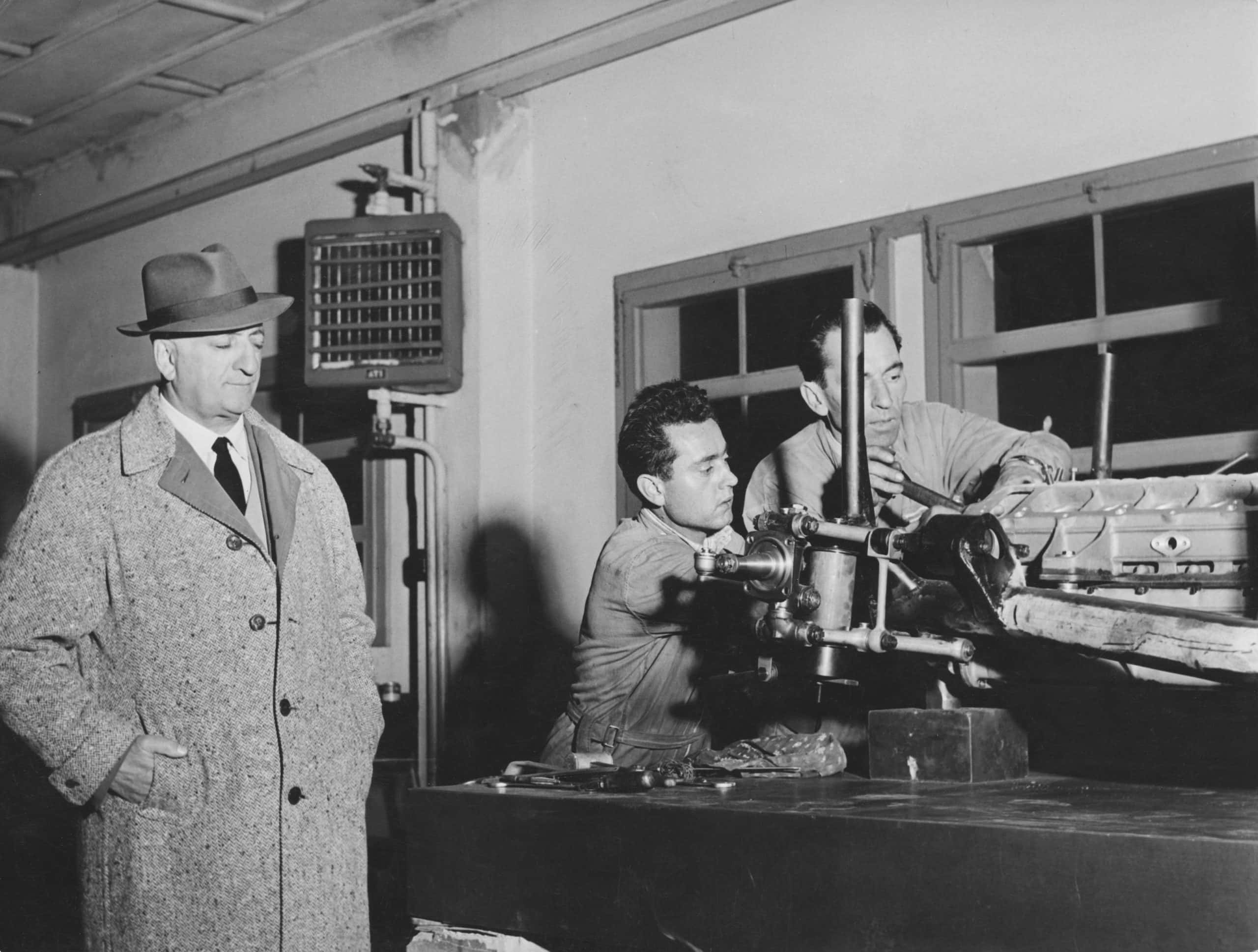 Enzo Ferrari at factory