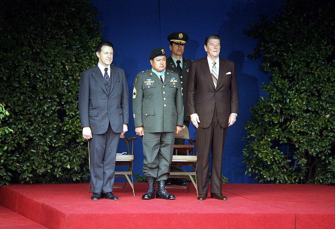 President Ronald Reagan and MASTER SGT. Roy P. Benavidez