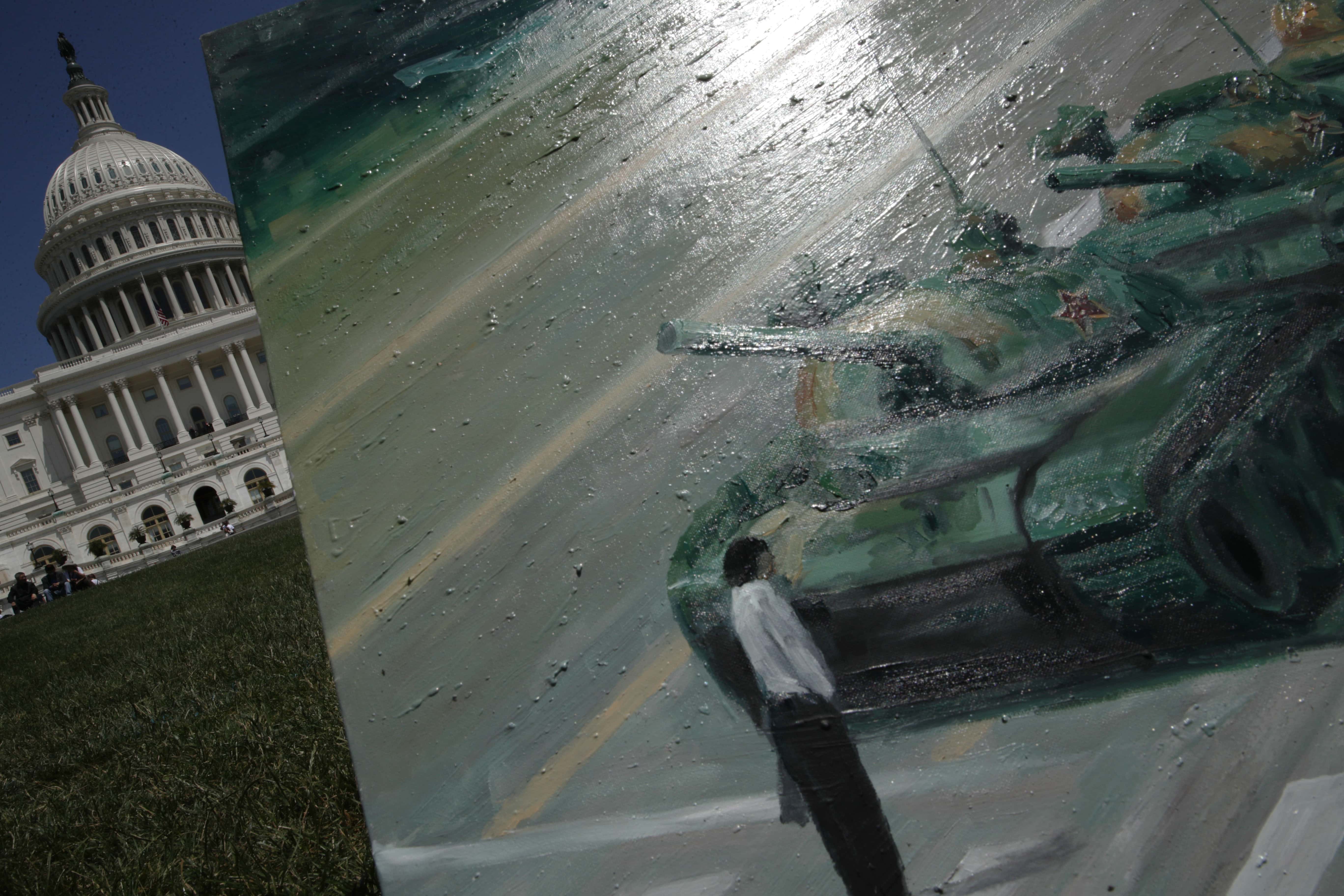painting of the Tank Man is on display