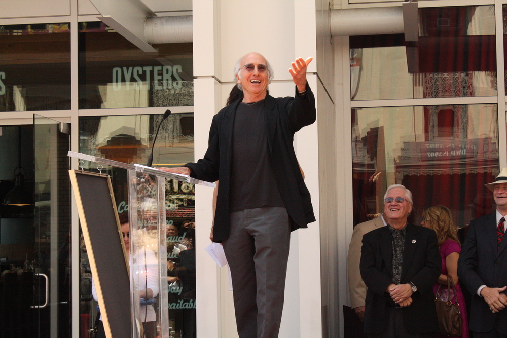 Producer/director Larry David at the Walk of Fame ceremony where Julia Louis-Dreyfus received her star
