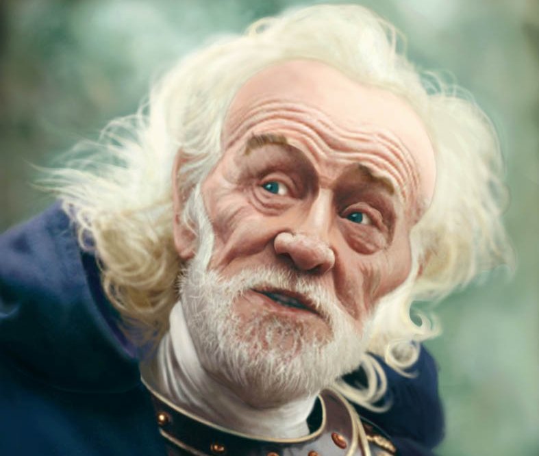 Portrait Photo of the actor Richard Harris wearing a blue roman suit