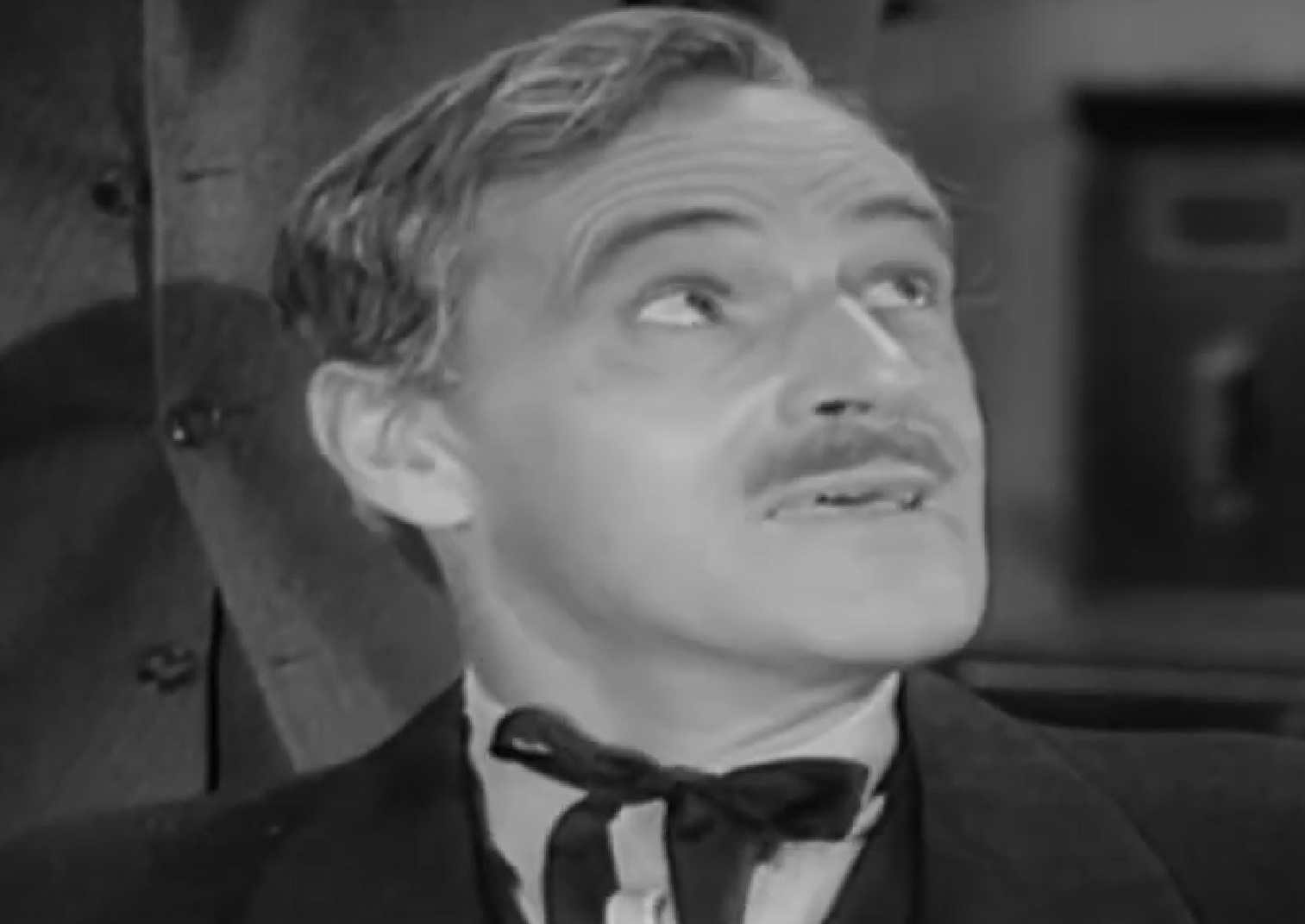 Screenshot of Black Bart (Arthur Space) looking up - from Stories of the Century (1954-55)