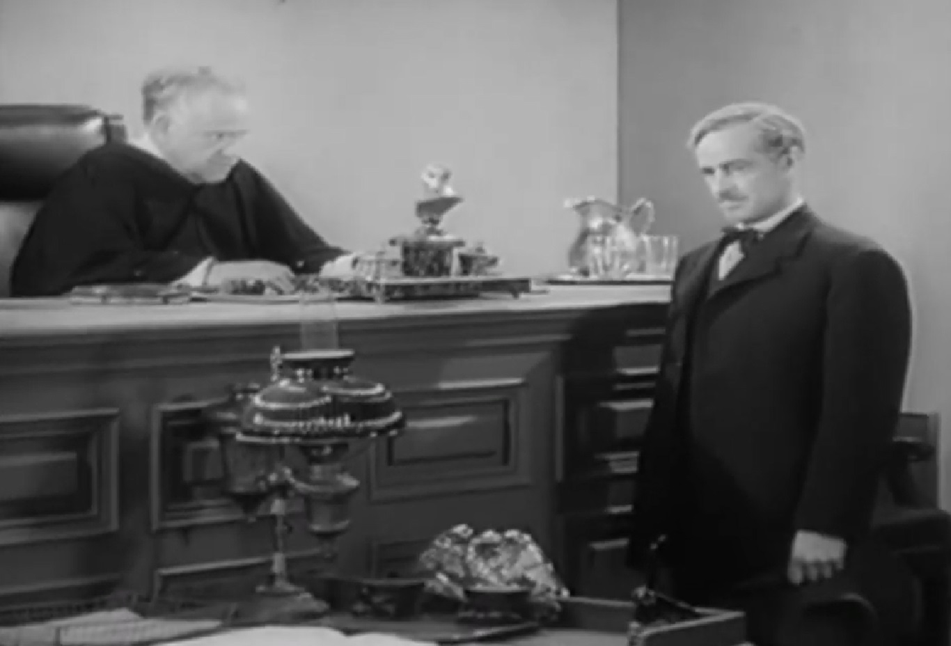Screenshot of Black Bart (Arthur Space) in court - from Stories of the Century (1954-55)