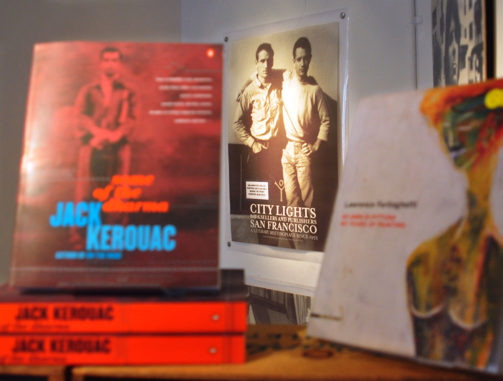 A poster with a photograph of beat poet Neal Cassady and author Jack Kerouac