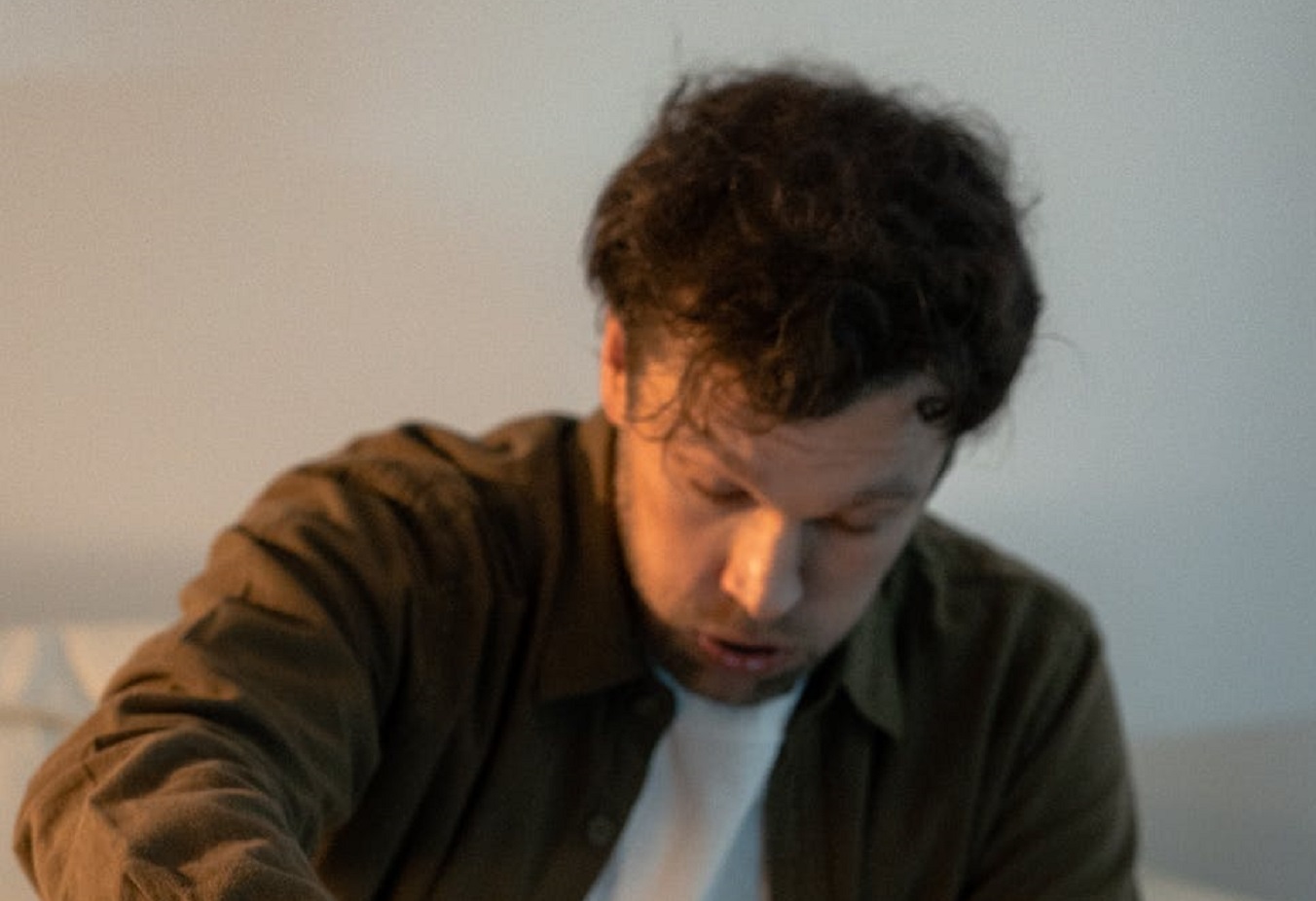 Drunk man making a face