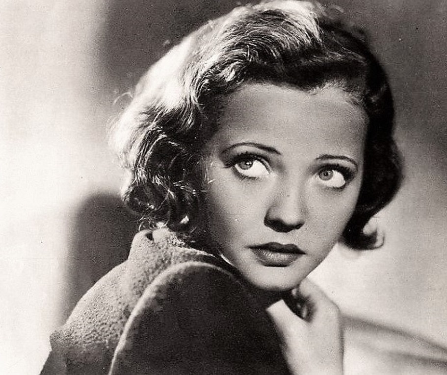 Portrait of Sylvia Sidney looking at side.