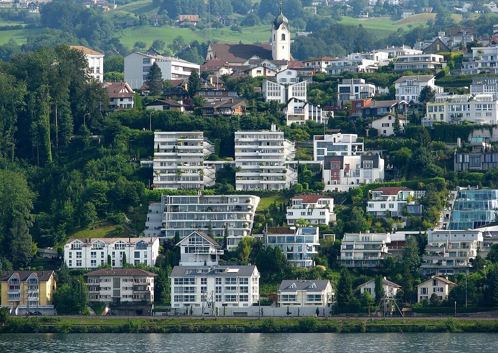 Wollerau in Switzerland as seen from the Zürichsee (Lake Zürich)
