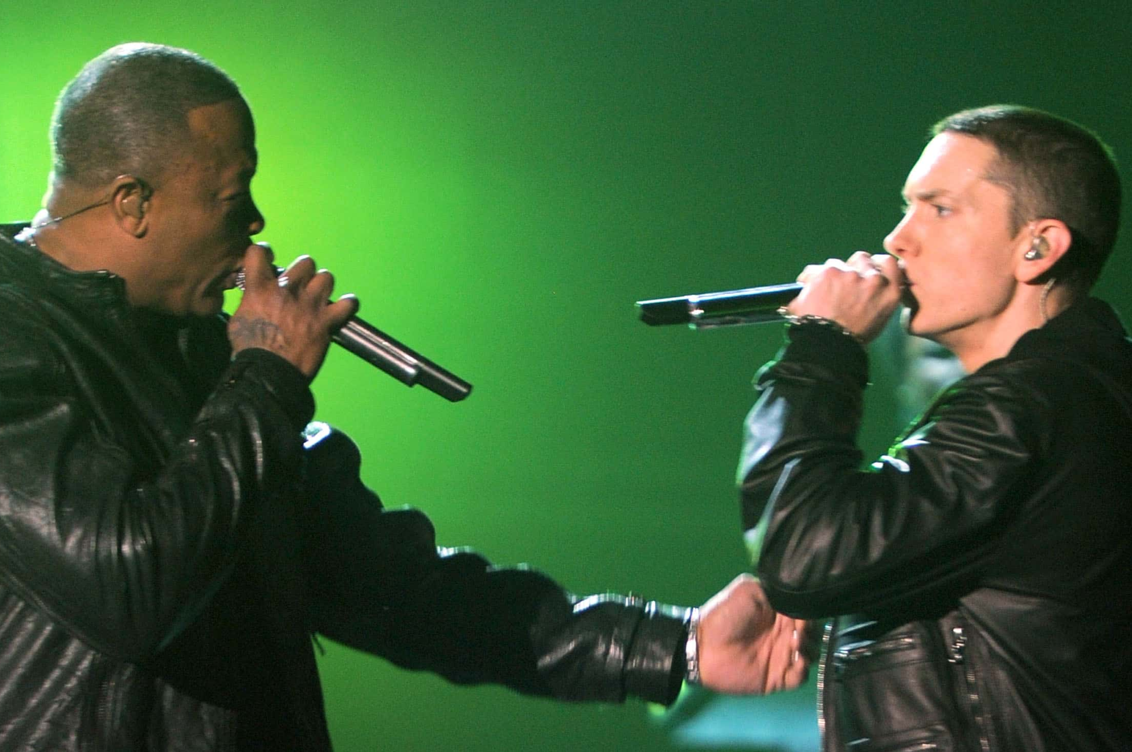 Dr Dre and Eminem on stage