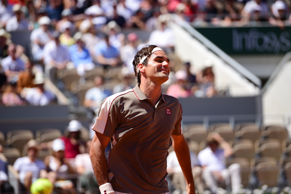 Switzerland’s Roger Federer playing Argentine’s Leonardo Mayer at Roland Garros