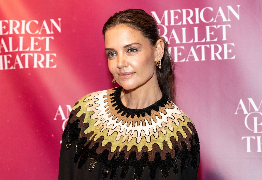 Katie Holmes wearing dress by Gucci attends the American Ballet Theatre Spring Gala at Cipriani 42nd Street in New York on May 14, 2024