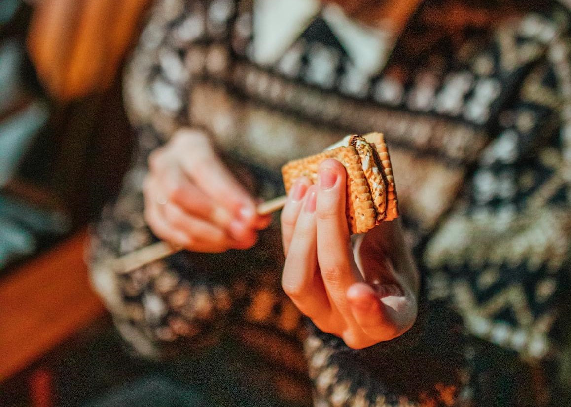 Woman preparing smore