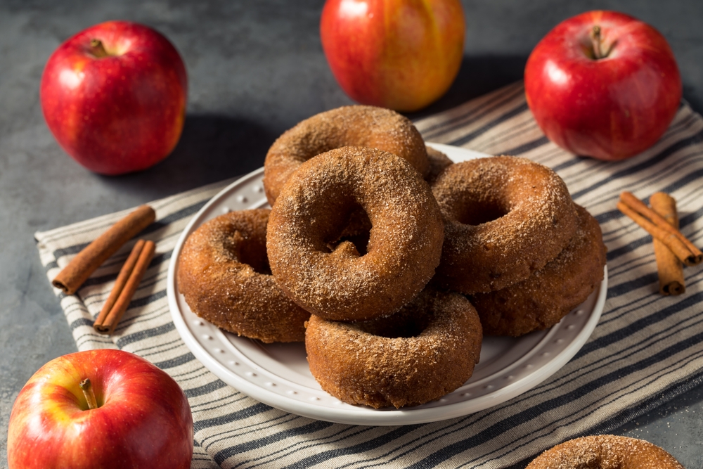 Sweet Homemade Apple Cider Donuts with Cinnamon Sugar