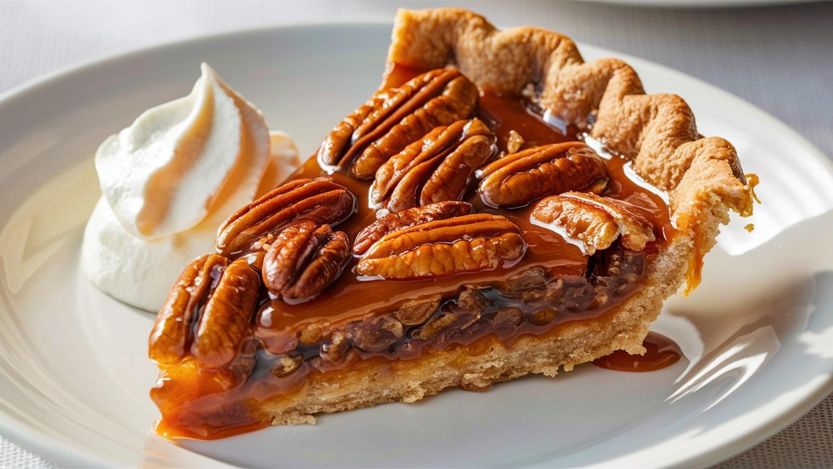 Pecan Pie: A sweet and nutty dessert made with a rich filling of pecans, brown sugar, and eggs