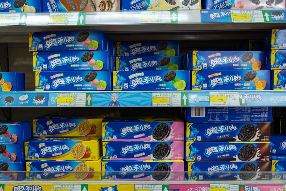Several flavor of Oreo cookies for sale on supermarket of China
