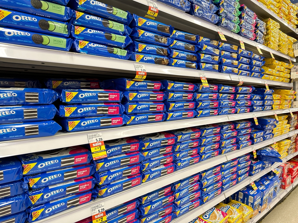 Packages of Oreo cookies in a local Meijer grocery store in Michigan