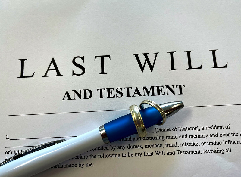 Piece of paper reading 'last will and testament'