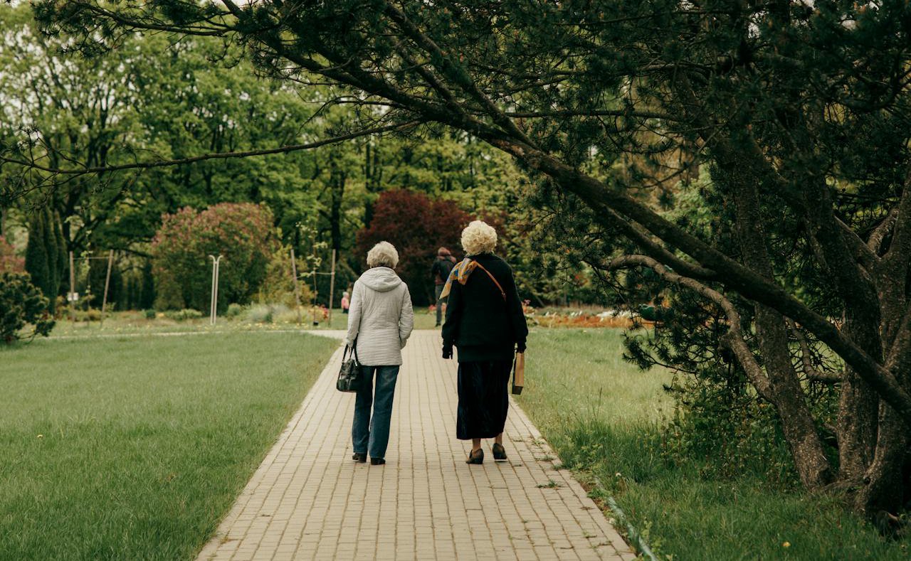 Elderly women walking