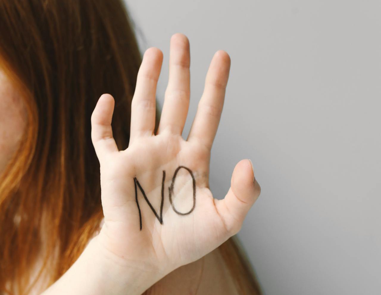 Hand of a woman showing palm