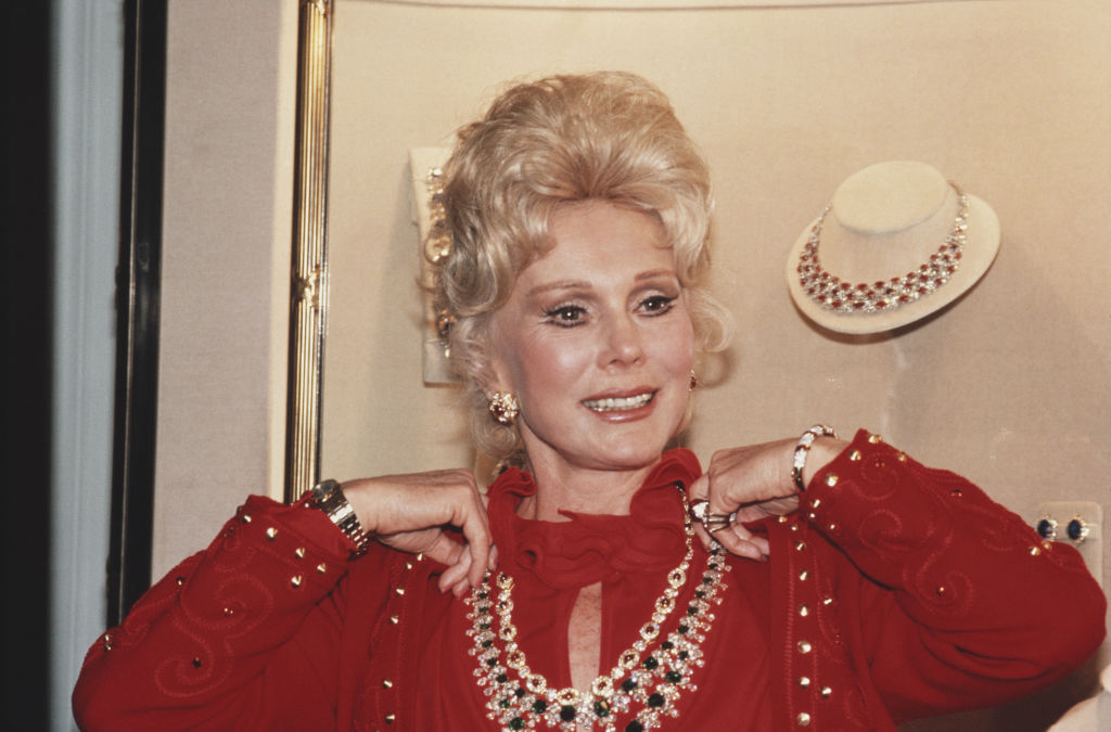 Hungarian-born actress Eva Gabor with a jewelry