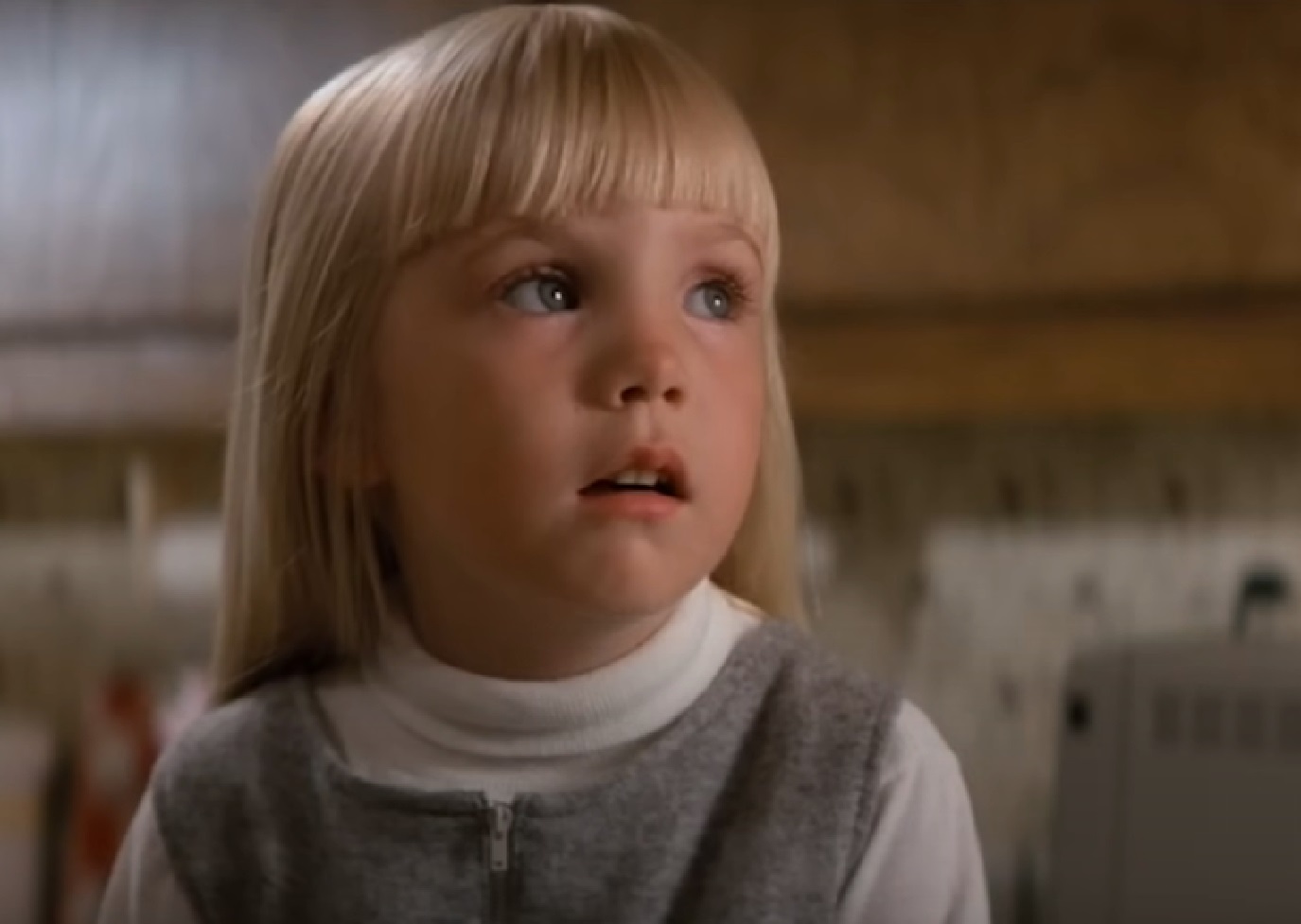 Screenshot of Heather O'Rourke looking sad - from Poltergeist (1982)