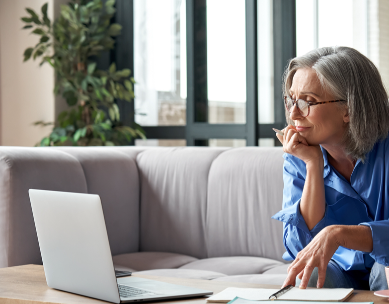 Senior mature older woman working