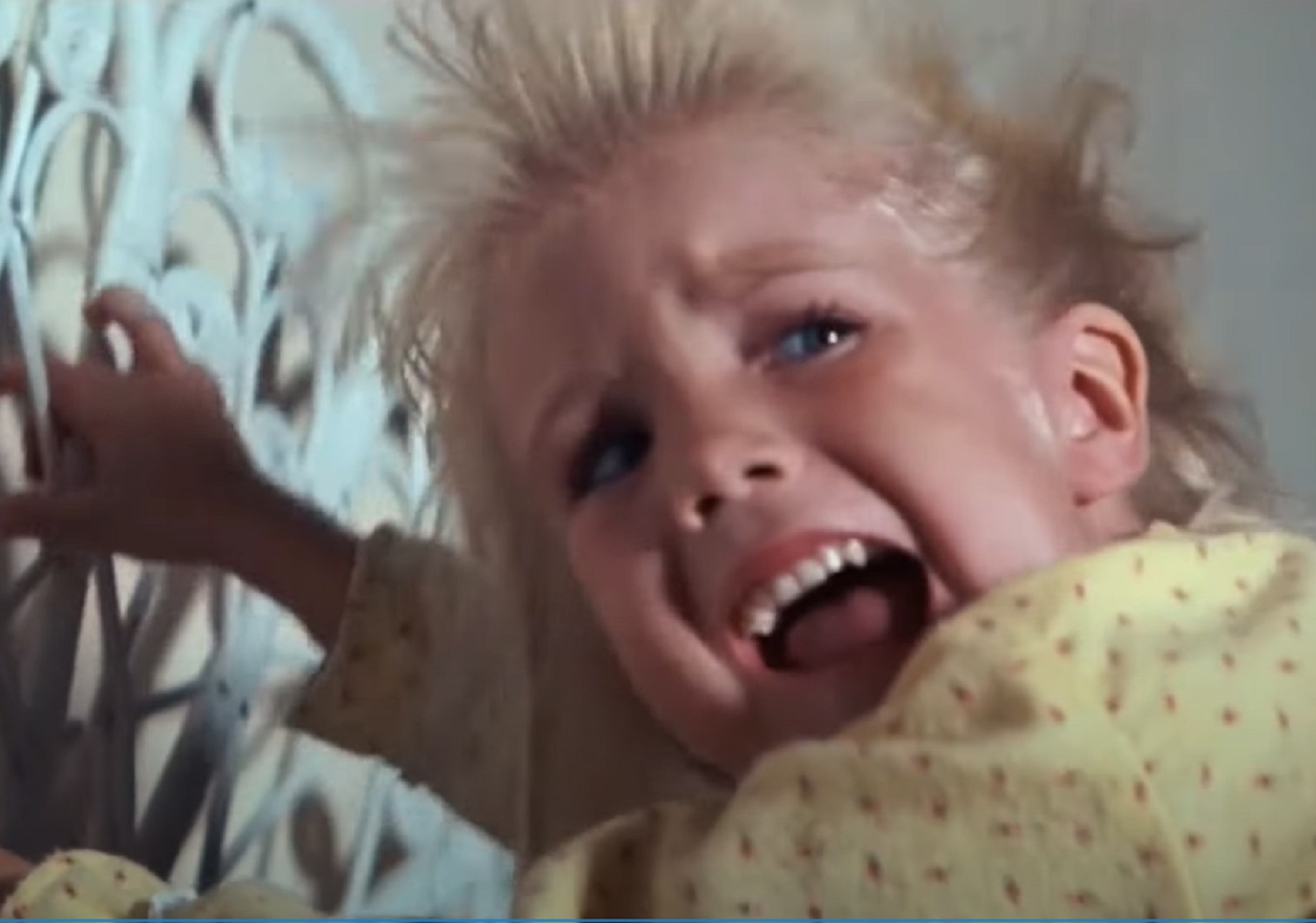 Screenshot of Heather O'Rourke screaming - from Poltergeist (1982)
