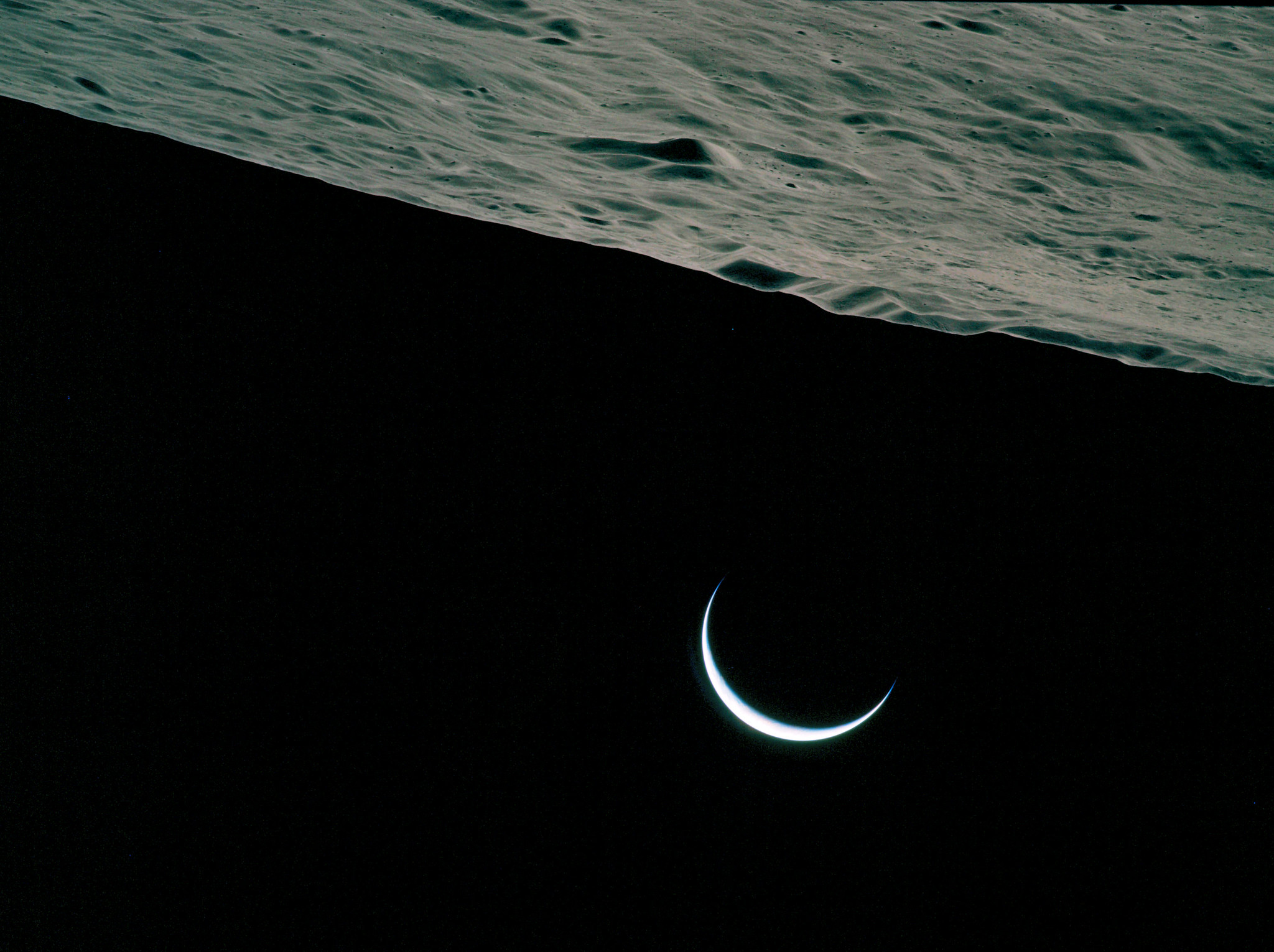 Crescent Earth as seen by Apollo 15 astronauts