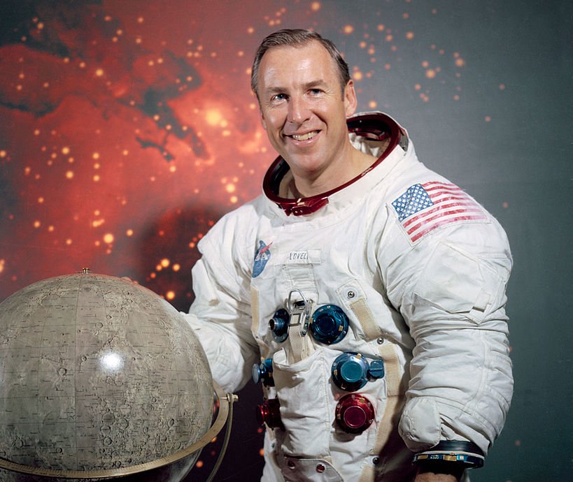 James Lovell in a space suit