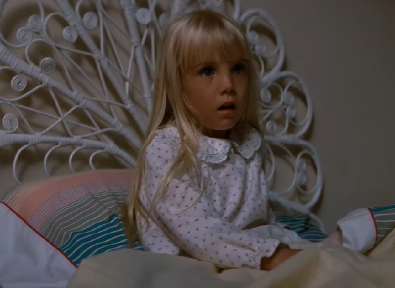 Screenshot of Heather O'Rourke looking sad - from Poltergeist (1982)