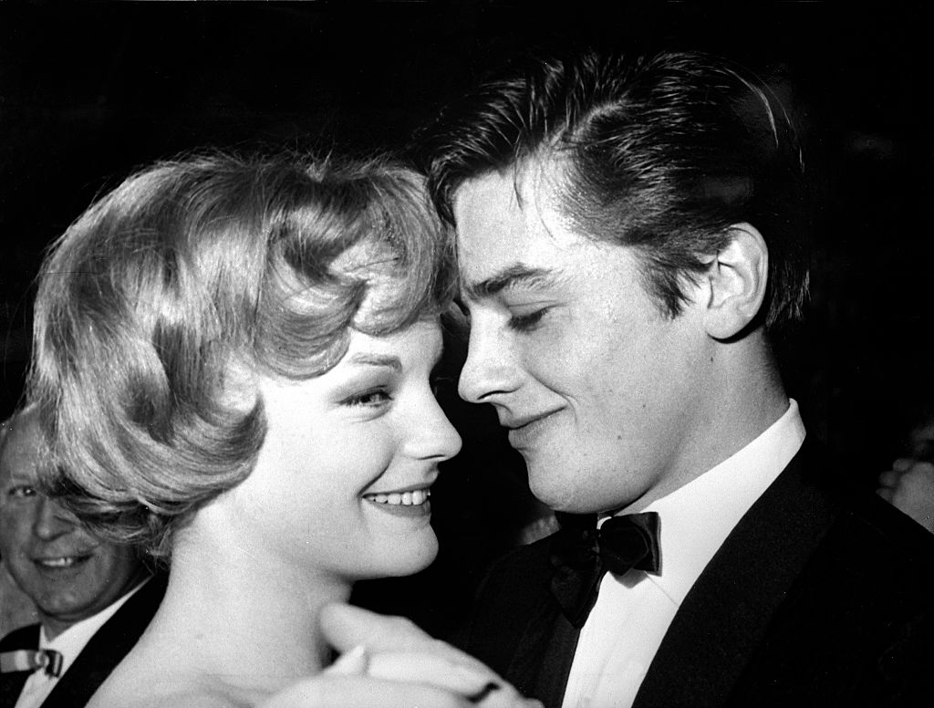 Romy Schneider  and Alain Delon at an event dancing