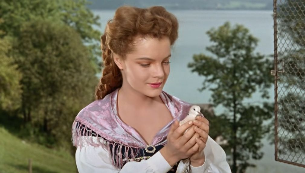 Screenshot from the movie Sissi (1955), showing Romy Schneider as Sissi