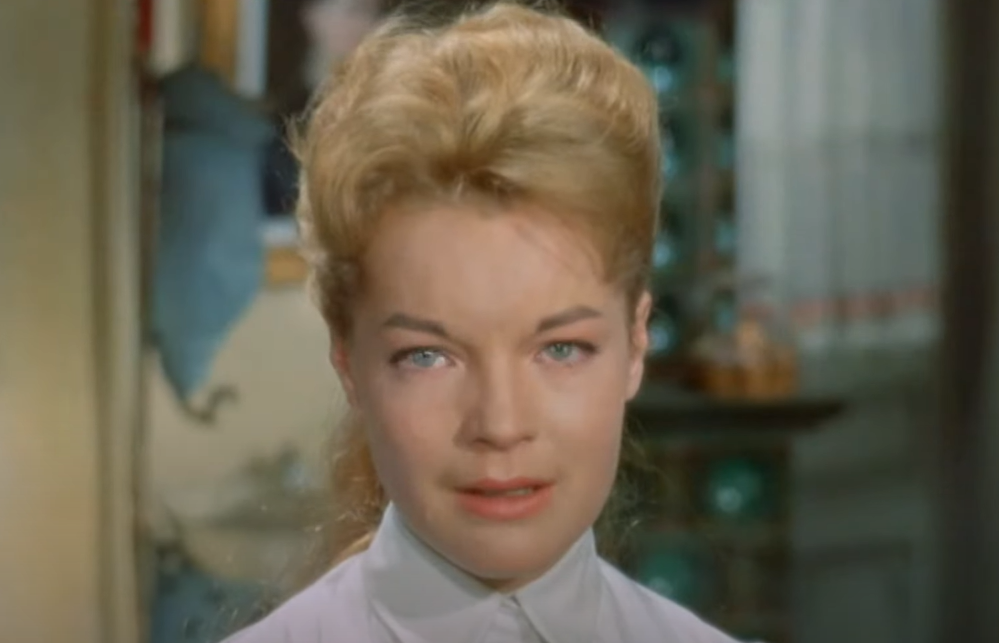 Screenshot from the movie Christine (1958) showing Romy Schneider as Christine Weiring