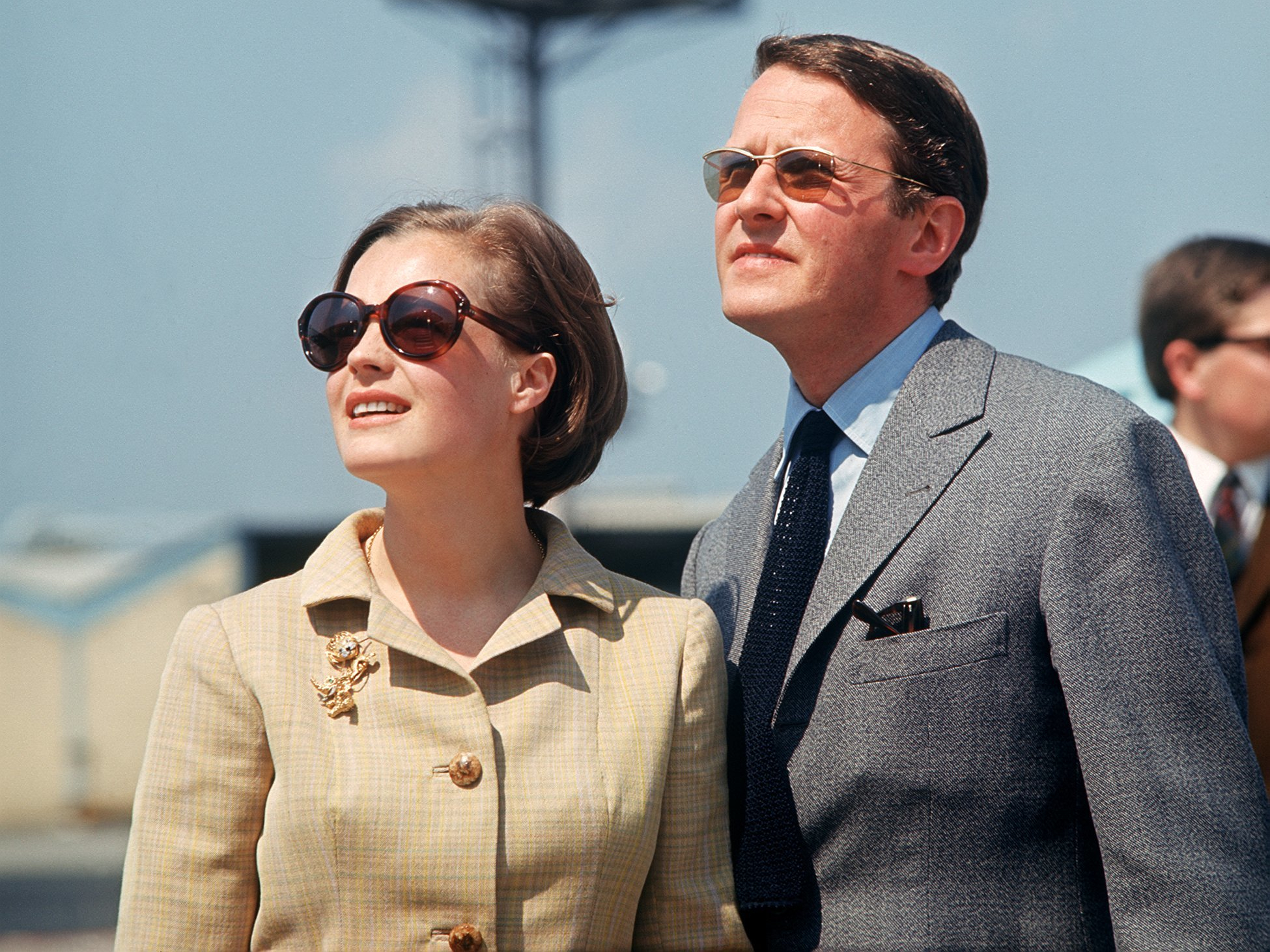The Austrian actress Romy Schneider and her husband Harry Meyen at Frankfurt Airport, pictured in May 1967