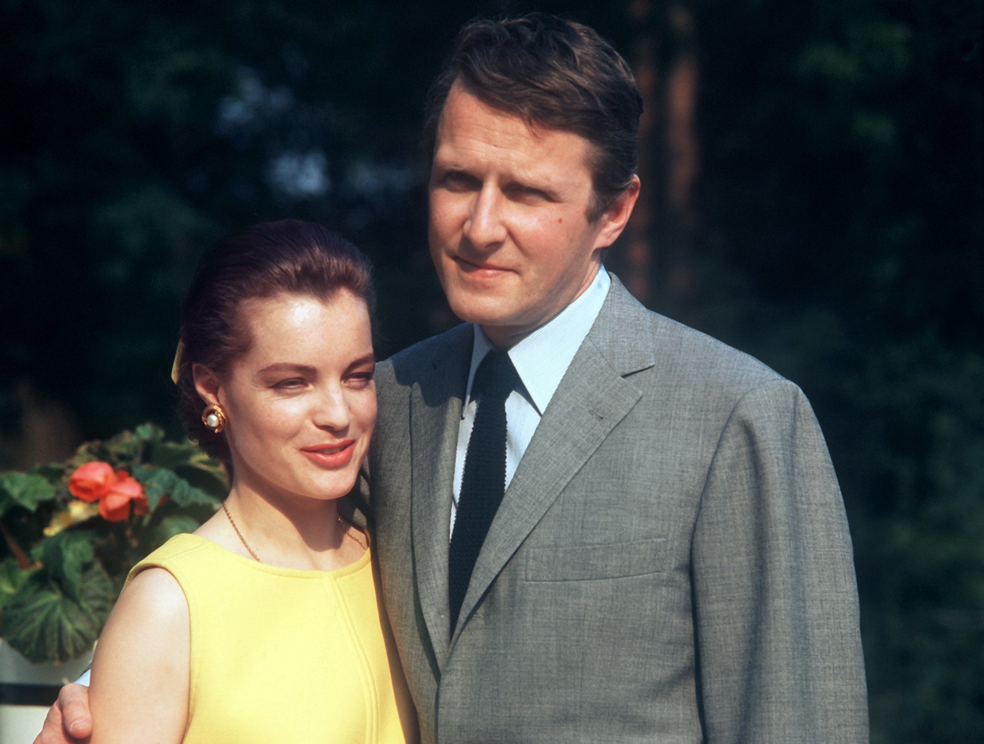 Romy Schneider with her husband Harry Meyen in nature image