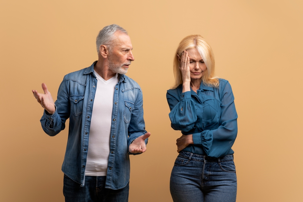 Mature couple experience marriage crisis, relationship problems.
