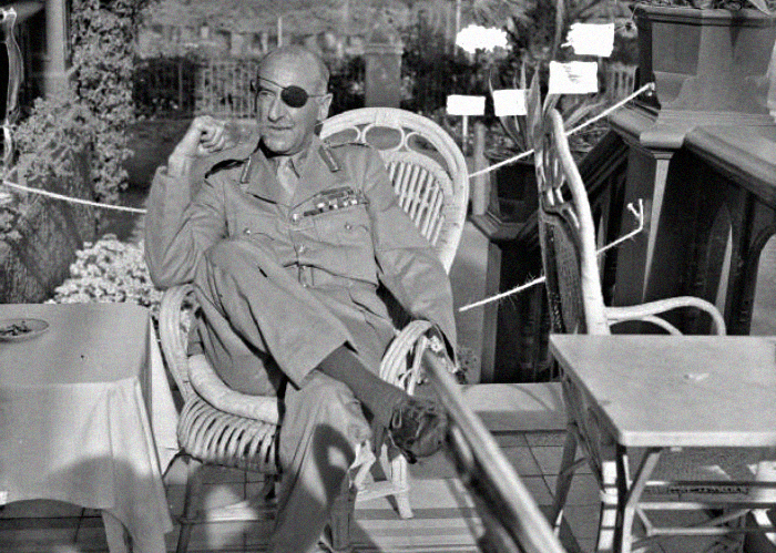 A black and white portrait of General Carton de Wiart