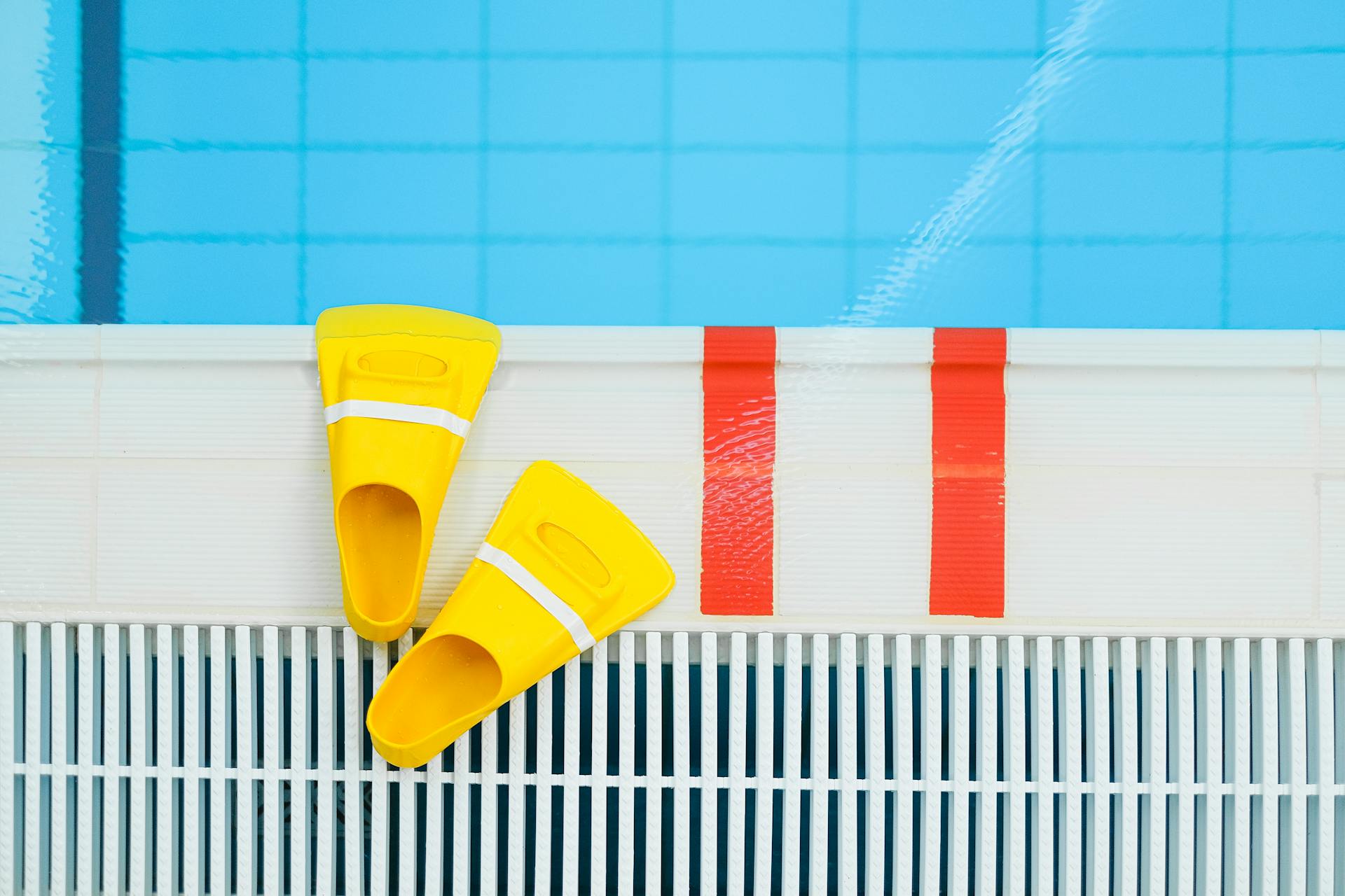 Yellow swimming fins