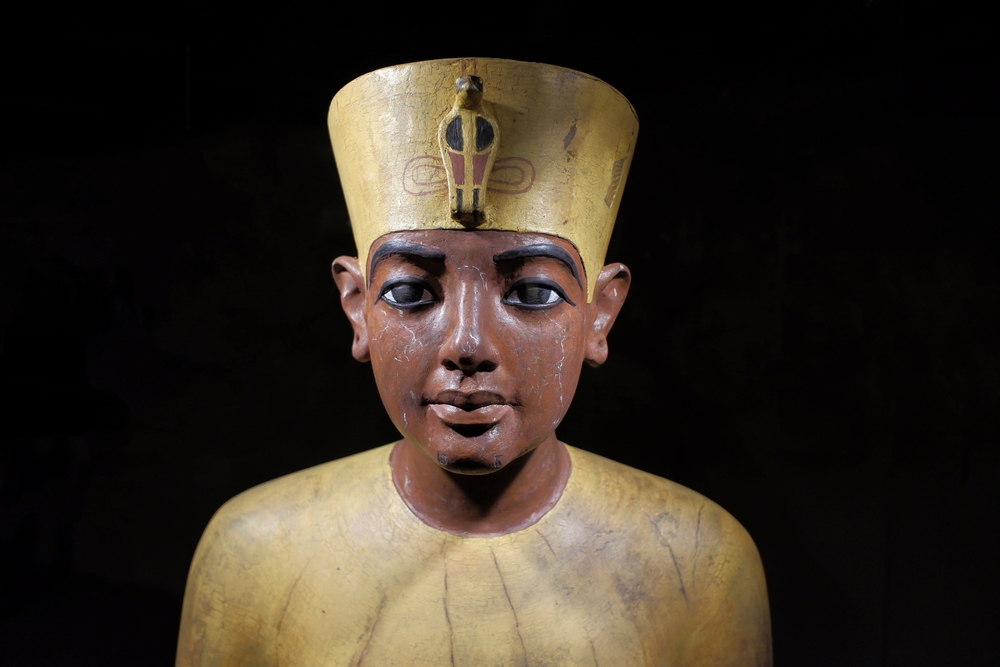 Portrait sculpture of pharaoh Tutenkhamun.