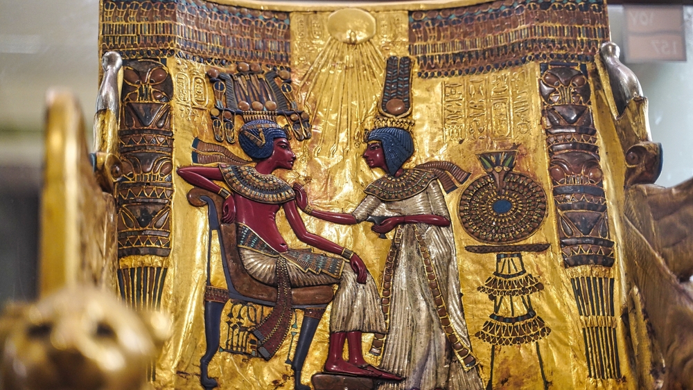 Golden throne of Tutankhamun and his wife Ankhesenamun