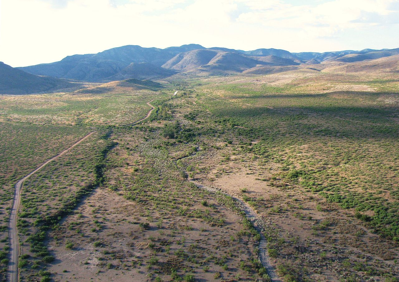 A low level aerial photograph of the entrance to Skeleton Canyon in the Peloncillo Mountains - 2009