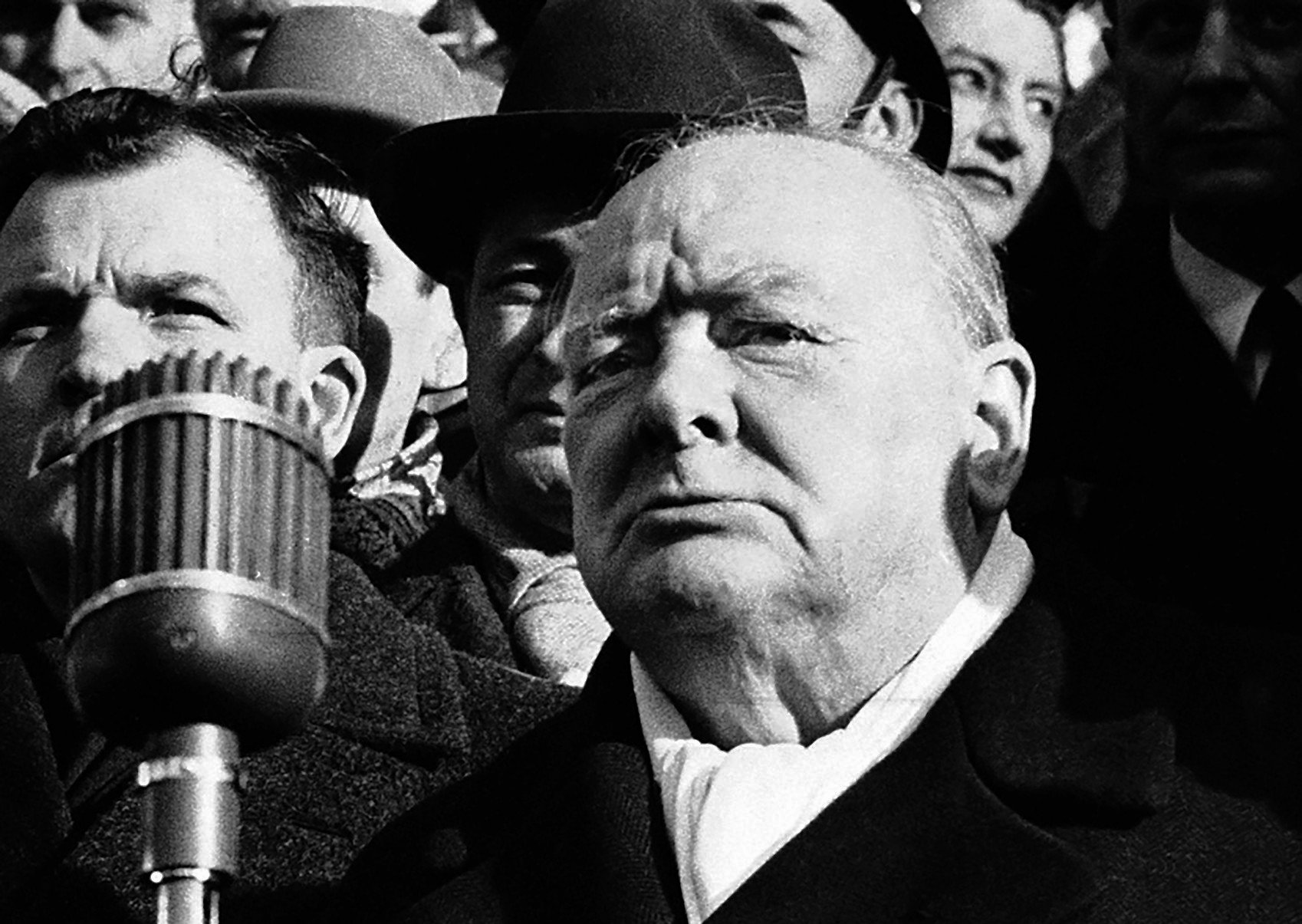 Winston Churchill in a black coat