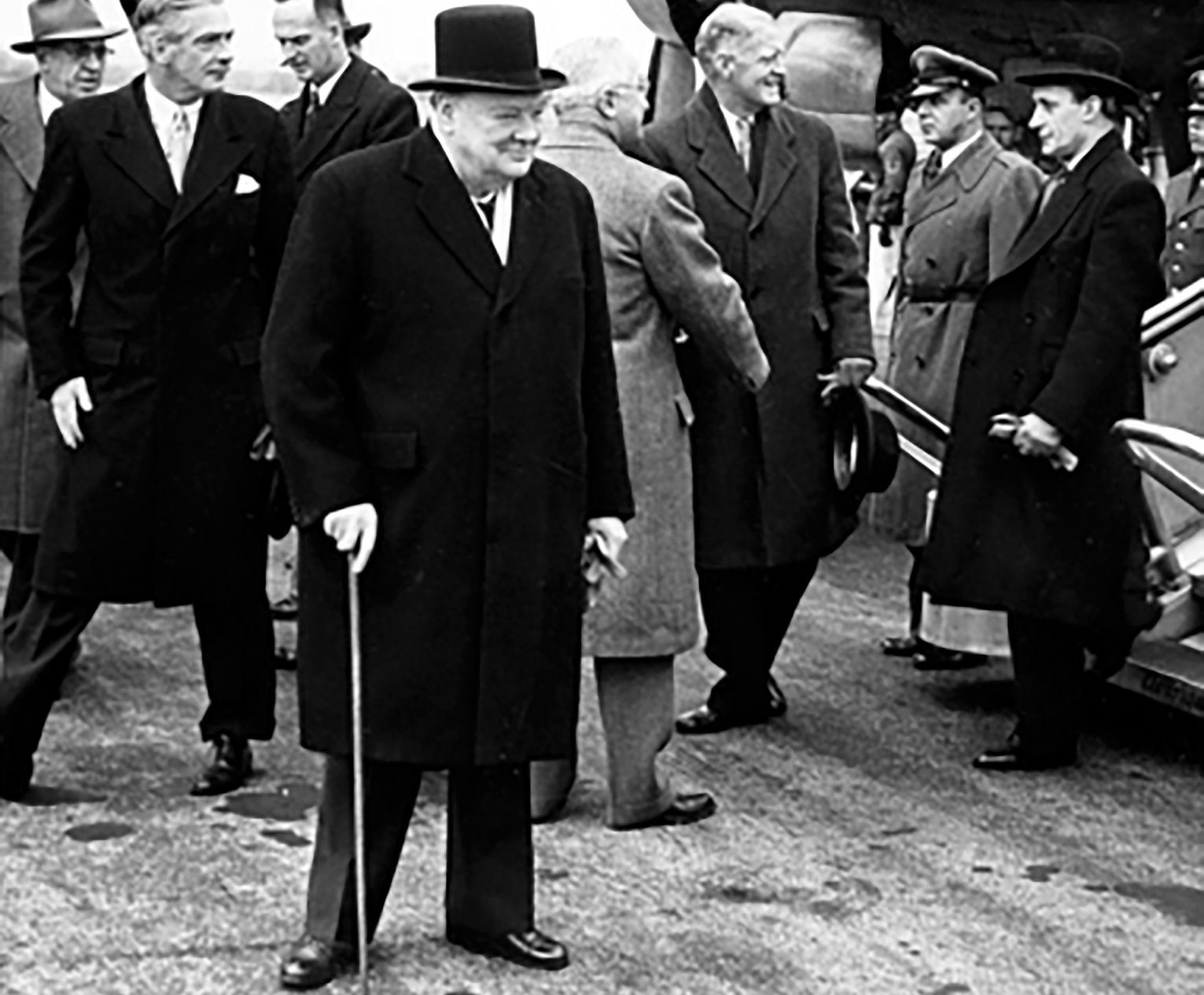 Winston Churchill in a black coat