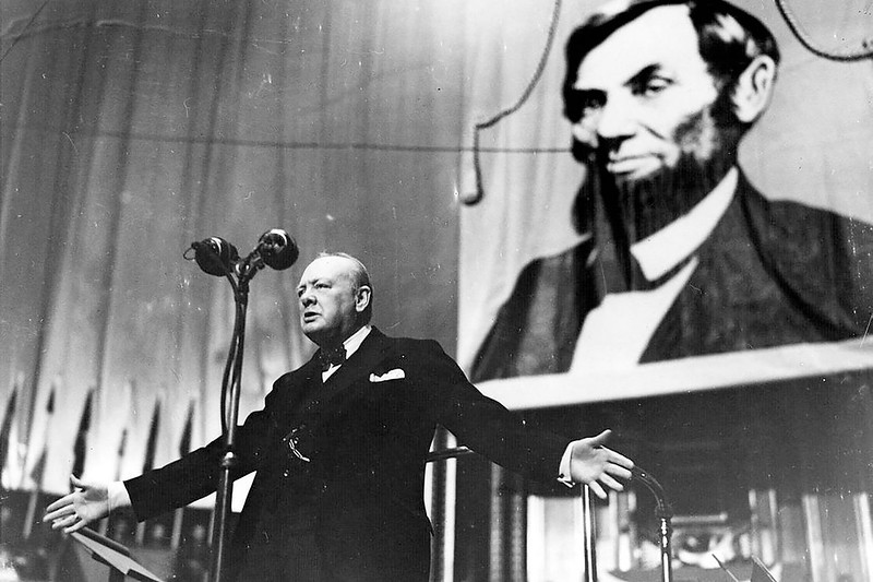 Winston Churchill speaks at the Albert Hall